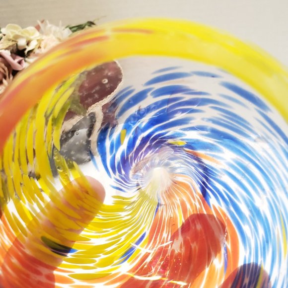 Red Blue & Yellow Swirl Hand Blown Table Decor - Picture 10 of 12